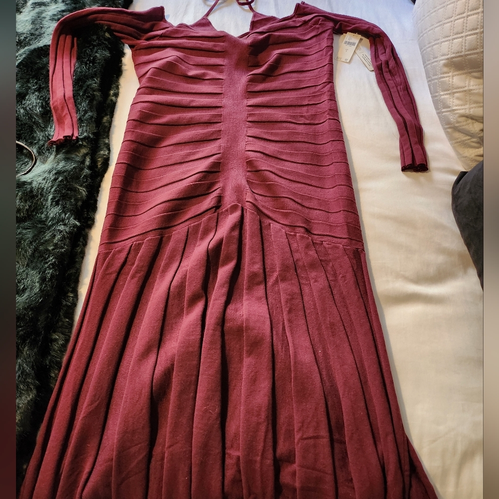 By Anthropologie Off-Shoulder Ruched Sweater Dress - Picture 6 of 12